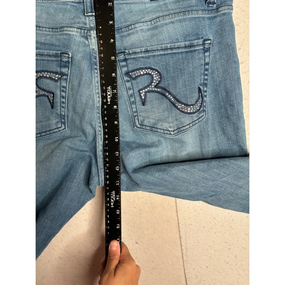 Rock & Republic Kasandra Bootcut Jeans Rhinestone Logo Medium Wash‎ Womens 16M